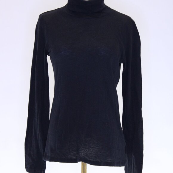 Majestic Filatures Cashmere Cotton Turtleneck in Black, Size 2 - Picture 5 of 8